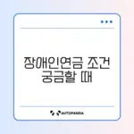 장애인연금 신청 조건 완벽 정리 가이드